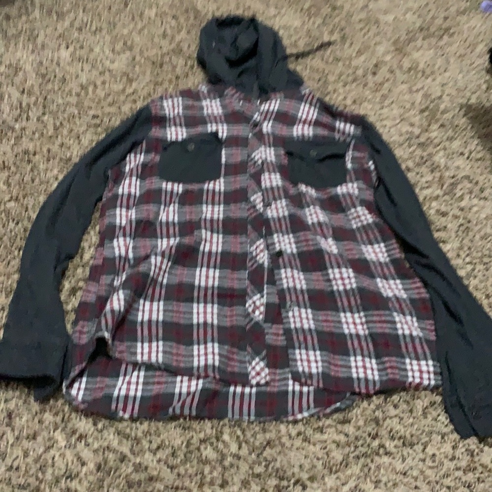 A large button up long sleeve shirt